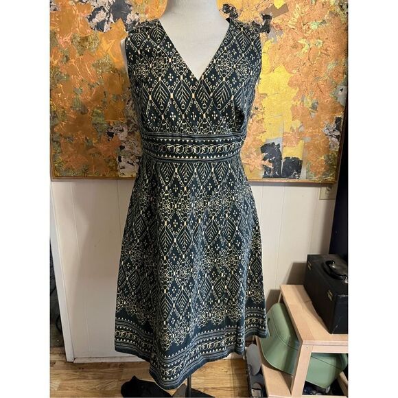 Vintage The Territory Ahead Women’s 12 Blue Geometric Print Sleeveless Midi Dres - Picture 1 of 7